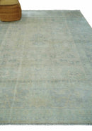 Antique Finish Silver, Gray and Charcoal Hand Knotted Oriental Oushak 8x10 wool Area Rug