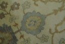 Antique Floral Beige, Olive and Rust Hand knotted Oriental Oushak 8x10 wool Area rug
