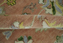 Antique Floral Peach, Green, Mustard and Ivory Hand Knotted 9x12 wool area Rug by The Rug Decor
