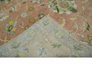 Antique Floral Peach, Green, Mustard and Ivory Hand Knotted 9x12 wool area Rug by The Rug Decor