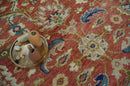 Antique Floral Style Rust, Teal, Ivory and Olive Hand Knotted Oriental Oushak 8x10 Wool Area Rug by The Rug Decor