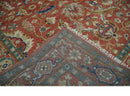 Antique Floral Style Rust, Teal, Ivory and Olive Hand Knotted Oriental Oushak 8x10 Wool Area Rug by The Rug Decor