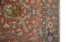 Antique Floral Style Rust, Teal, Ivory and Olive Hand Knotted Oriental Oushak 8x10 Wool Area Rug by The Rug Decor