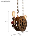 GobekUsa Antique Gear Pendant Light with Exposed Bulb - 2-Light Rustic Island Pendant for Dining Room
