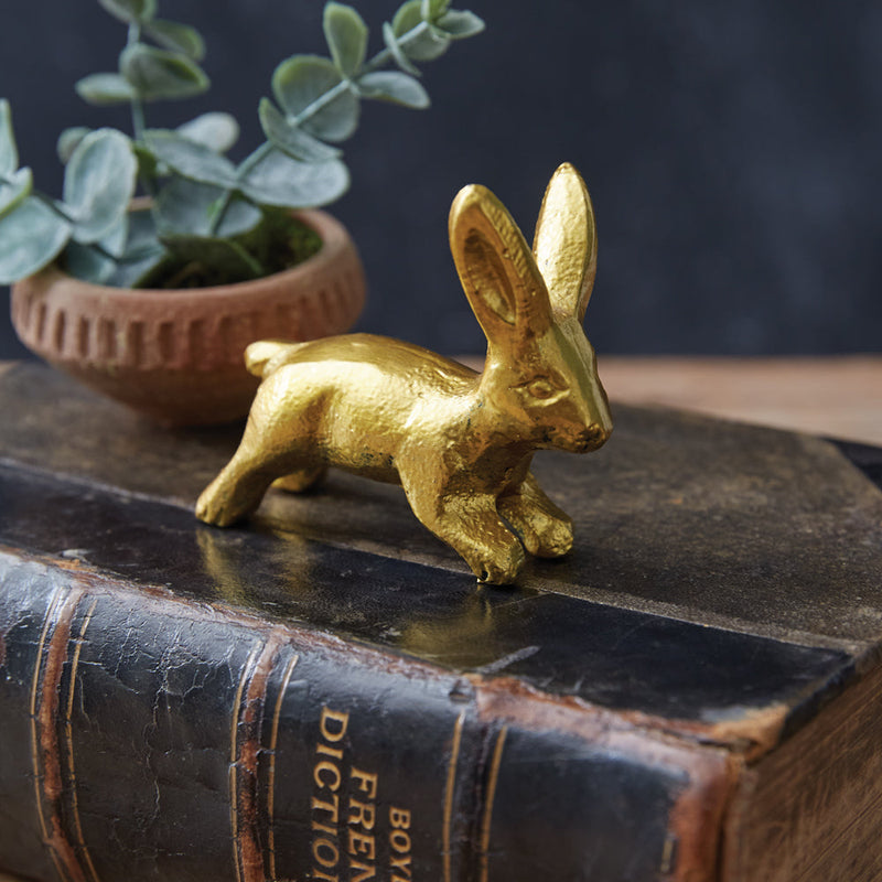 Antique Gold Bunny Figurine in Cast Iron (Set of 4)