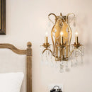 GobekUsa Modern Candelabra Wall Sconce with Crystal Drop - Black/Brass Finish, 3 Lights