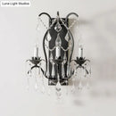 GobekUsa Modern Candelabra Wall Sconce with Crystal Drop - Black/Brass Finish, 3 Lights