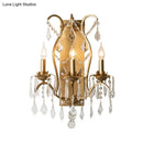 GobekUsa Modern Candelabra Wall Sconce with Crystal Drop - Black/Brass Finish, 3 Lights