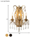 GobekUsa Modern Candelabra Wall Sconce with Crystal Drop - Black/Brass Finish, 3 Lights
