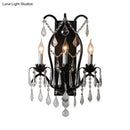 GobekUsa Modern Candelabra Wall Sconce with Crystal Drop - Black/Brass Finish, 3 Lights