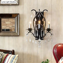 GobekUsa Modern Candelabra Wall Sconce with Crystal Drop - Black/Brass Finish, 3 Lights
