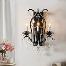 GobekUsa Modern Candelabra Wall Sconce with Crystal Drop - Black/Brass Finish, 3 Lights