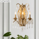 GobekUsa Modern Candelabra Wall Sconce with Crystal Drop - Black/Brass Finish, 3 Lights