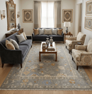 Wool Area Rug Antique Silver Hand Knotted Oushak Turkish Craftsmanship Premium Quality by The Rug Decor