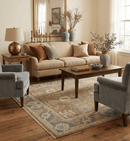 Antique Brown Gray Beige Oushak Wool Rug - Hand Knotted 8x10