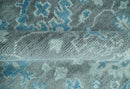 Antique Gray and Blue Oushak Area Rug 8x10 - Hand Knotted Turkish Wool by The Rug Decor