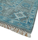 Antique Gray and Blue Oushak Area Rug 8x10 - Hand Knotted Turkish Wool by The Rug Decor