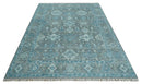 Antique Gray and Blue Oushak Area Rug 8x10 - Hand Knotted Turkish Wool by The Rug Decor