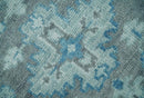 Antique Gray and Blue Oushak Area Rug 8x10 - Hand Knotted Turkish Wool by The Rug Decor