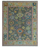 Antique Gray and Pink 5x8, 6x9, 8x10, 9x12, 10x14 and 12x15 Wool Traditional Persian Silver Vibrant Colorful Hand knotted Oushak Area Rug | TRDCP787