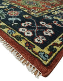 Brown and Blue Wool Oushak Traditional Area Rug - Hand Knotted by The Rug Decor
