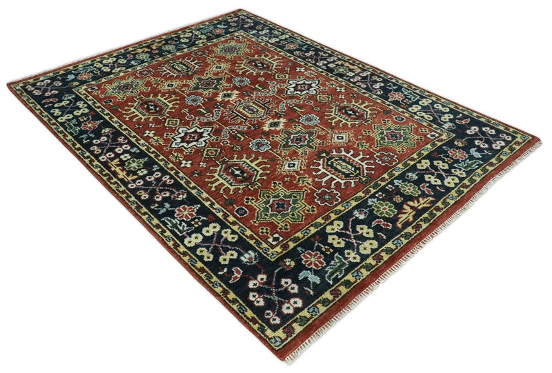 Antique Hand Knotted Brown and Blue Traditional Vintage Style Oushak Custom Made Wool Area Rug