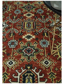 Brown and Blue Wool Oushak Traditional Area Rug - Hand Knotted