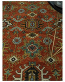 Hand Knotted Handspun Wool Rug Rust and Black - Oushak Inspired