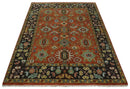 Hand Knotted Handspun Wool Rug Rust and Black - Oushak Inspired