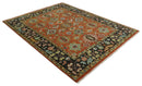 Hand Knotted Handspun Wool Rug Rust and Black - Oushak Inspired