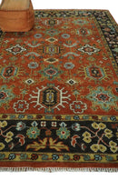 Hand Knotted Handspun Wool Rug Rust and Black - Oushak Inspired