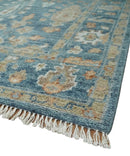 Antique Hand Knotted 8x10 Blue, Beige and Rust Traditional Oushak Wool Rug | TRD2782810S by The Rug Decor