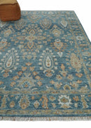 Antique Hand Knotted 8x10 Blue, Beige and Rust Traditional Oushak Wool Rug | TRD2782810S by The Rug Decor