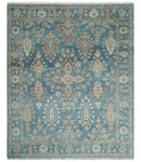 Antique Hand Knotted 8x10 Blue, Beige and Rust Traditional Oushak Wool Rug | TRD2782810S by The Rug Decor