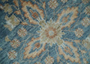 Antique Hand Knotted 8x10 Blue, Beige and Rust Traditional Oushak Wool Rug | TRD2782810S by The Rug Decor