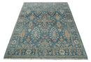 Antique Hand Knotted 8x10 Blue, Beige and Rust Traditional Oushak Wool Rug | TRD2782810S by The Rug Decor