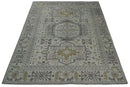 Distressed Traditional Turkish Hand Knotted Gray Custom Made wool Area Rug
