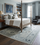 Antique Beige and Silver Hand Knotted Oushak Wool Area Rug - Traditional Floral Design by The Rug Decor