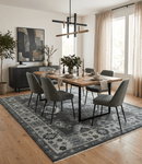 Hand Knotted Wool Area Rug - Charcoal and Ivory Antique Traditional Oushak Weave
