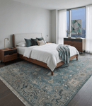 Gray and Beige Hand-Knotted Oushak Wool Area Rug - Traditional