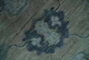Beige Charcoal Silver Hand Knotted Wool Area Rug - Traditional Oushak
