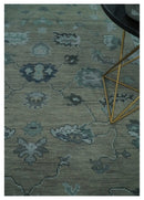 Beige Charcoal Silver Hand Knotted Wool Area Rug - Traditional Oushak