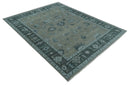 Beige Charcoal Silver Hand Knotted Wool Area Rug - Traditional Oushak