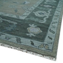 Beige Charcoal Silver Hand Knotted Wool Area Rug - Traditional Oushak