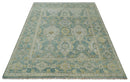 Teal And Beige Hand Knotted Wool Area Rug - Traditional Turkish Oushak by The Rug Decor