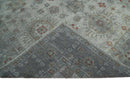 Distressed Hand Knotted Traditional  Silver and Rust Custom Made Wool Area Rug