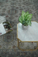 Distressed Hand Knotted Traditional Wool Area Rug in Silver and Rust - Custom Made by The Rug Decor