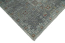 Distressed Hand Knotted Traditional  Silver and Rust Custom Made Wool Area Rug