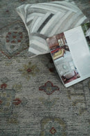 Distressed Hand Knotted Traditional Wool Area Rug in Silver and Rust - Custom Made by The Rug Decor
