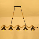 GobekUsa Antique Iron Hanging Island Light with Hemp Rope in Black